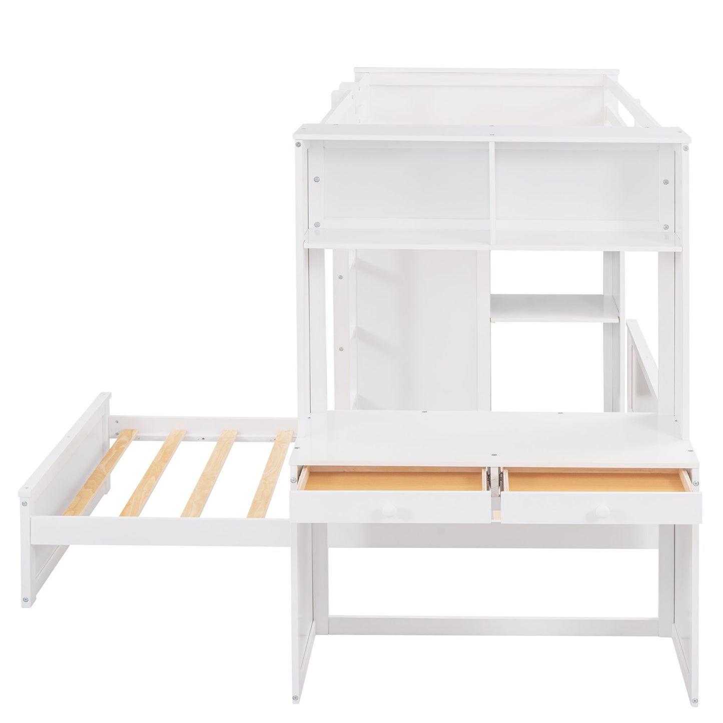 Loft Bed With A Stand Alone Bed, Shelves, Desk, And Wardrobe - The Sleep Loft - Online Mattress Showroom NYC