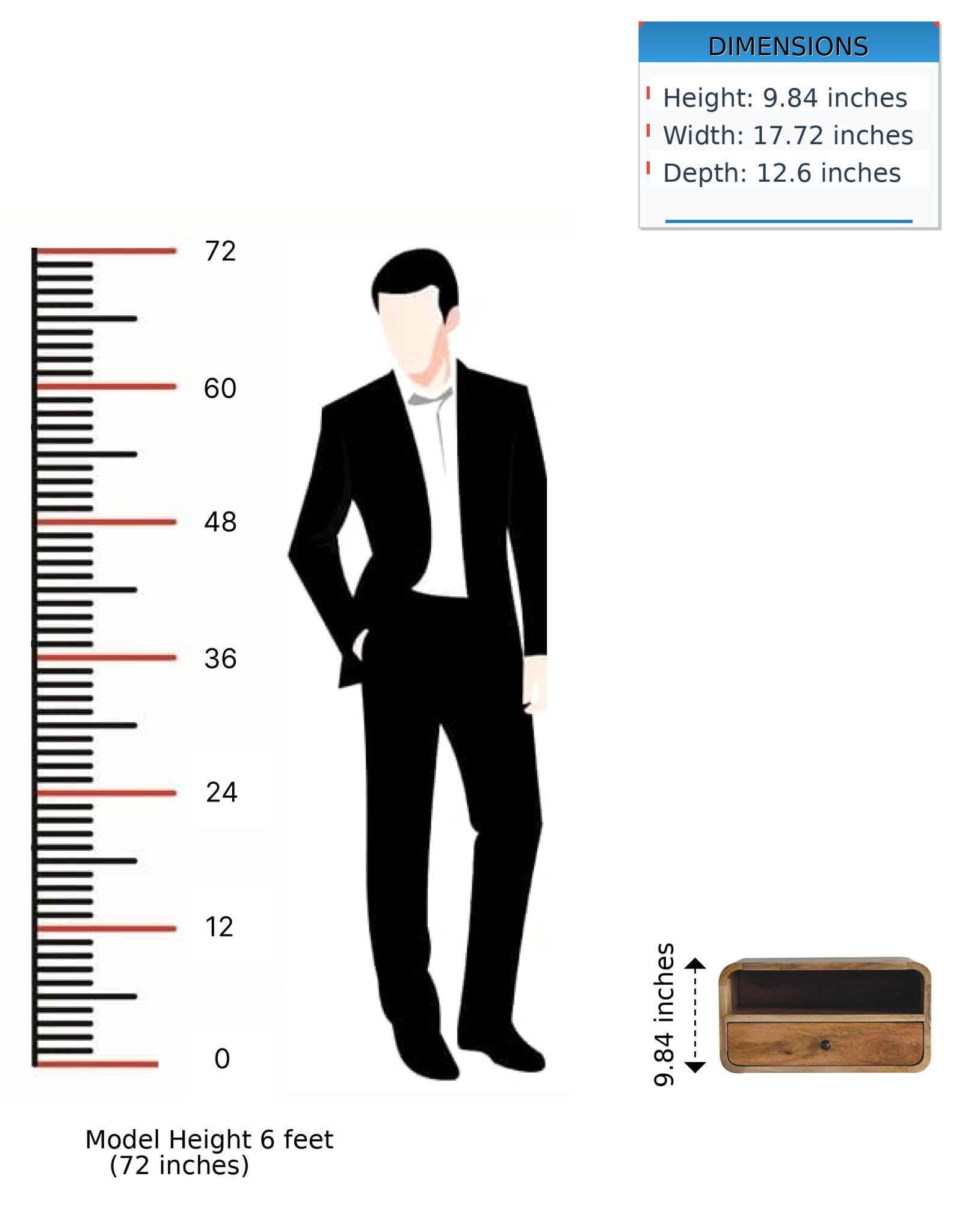 Curved Upper Slot Floating Nightstand - The Sleep Loft - Online Mattress Showroom NYC