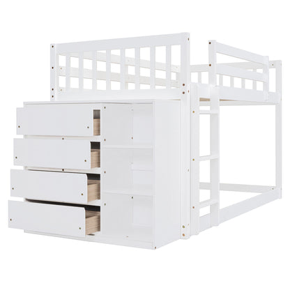 Bunk Bed With 4 Drawers And 3 Shelves - The Sleep Loft - Online Mattress Showroom NYC