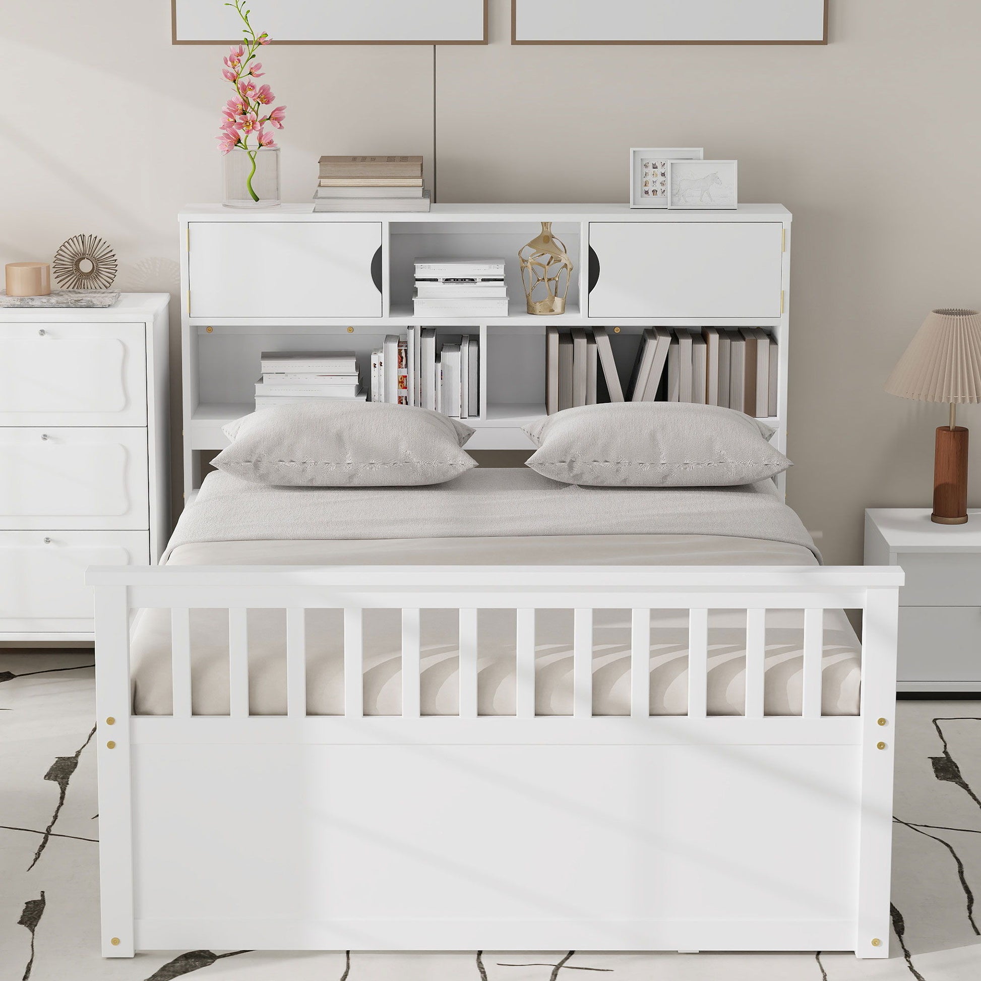 Captain Platform Bed Frame With Bookcase Headboard, 4 Drawers, Storage Shelves - The Sleep Loft - Online Mattress Showroom NYC