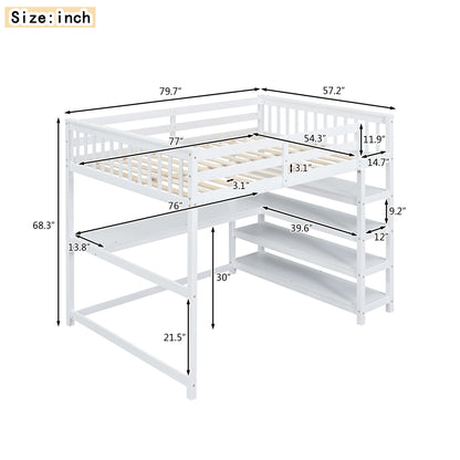 Loft Bed With Storage Shelves And Under Bed Desk - The Sleep Loft - Online Mattress Showroom NYC