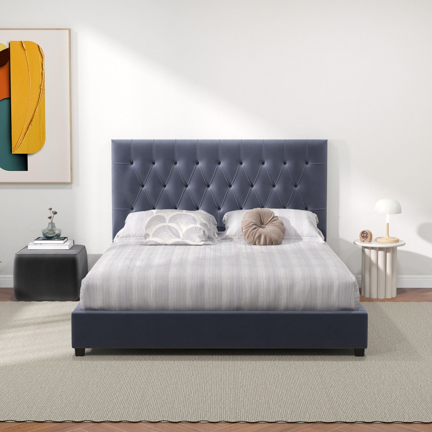 Donald - Mid-Century Modern Upholstered Platform Bed - The Sleep Loft - Online Mattress Showroom NYC
