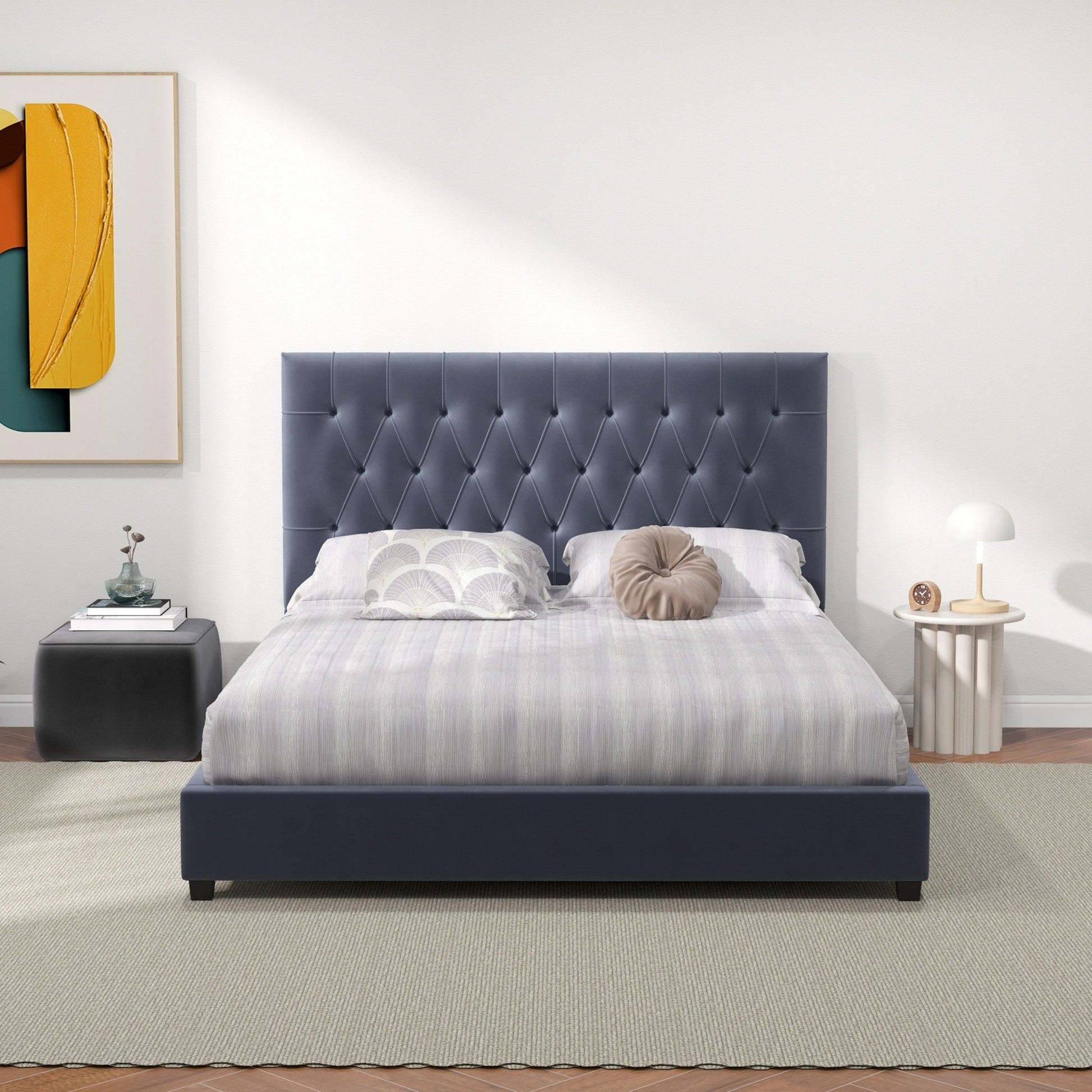 Donald - Mid-Century Modern Upholstered Platform Bed - The Sleep Loft - Online Mattress Showroom NYC