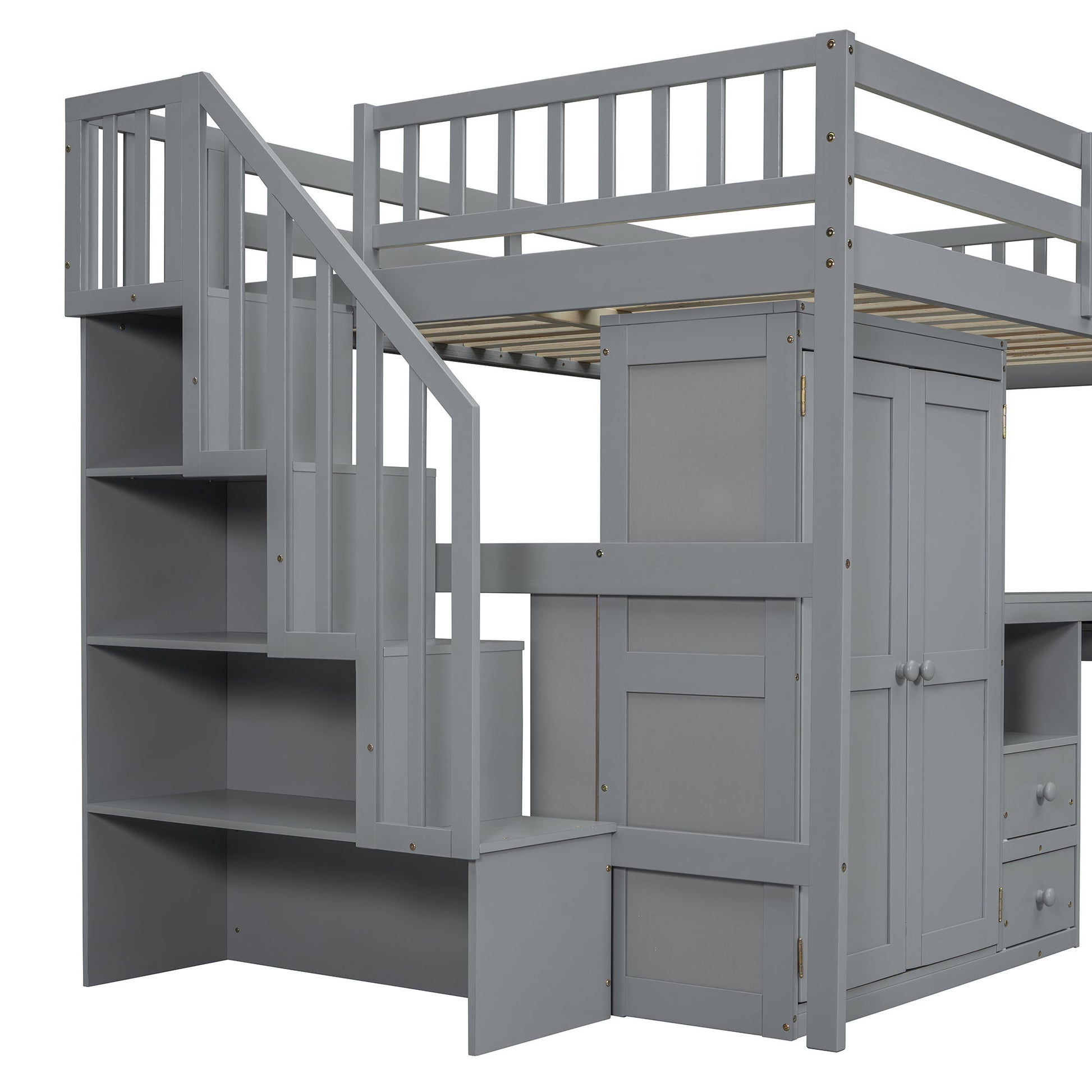Loft Bed With Stairs, Bookshelf, Drawers, Desk & Wardrobe, Space Saving Multifunctional Furniture - The Sleep Loft - Online Mattress Showroom NYC