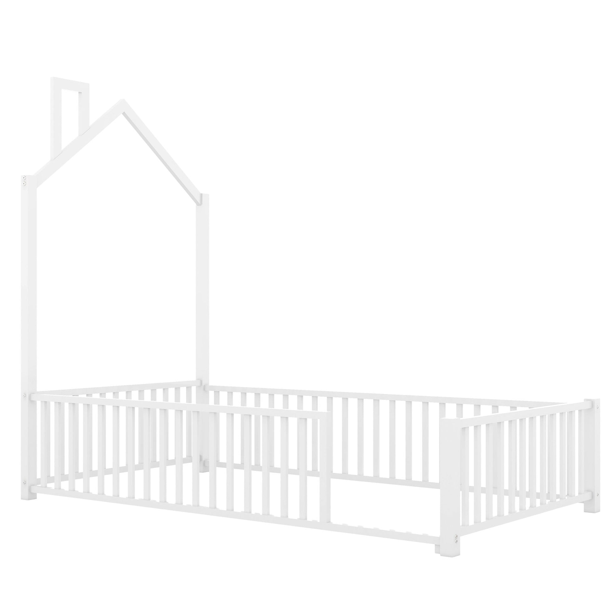 Metal House Platform Bed With Guardrail And Chimney - The Sleep Loft - Online Mattress Showroom NYC