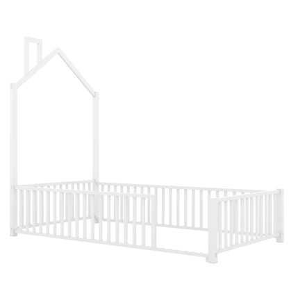 Metal House Platform Bed With Guardrail And Chimney - The Sleep Loft - Online Mattress Showroom NYC