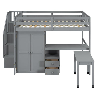 Loft Bed With Stairs, Bookshelf, Drawers, Desk & Wardrobe, Space Saving Multifunctional Furniture - The Sleep Loft - Online Mattress Showroom NYC