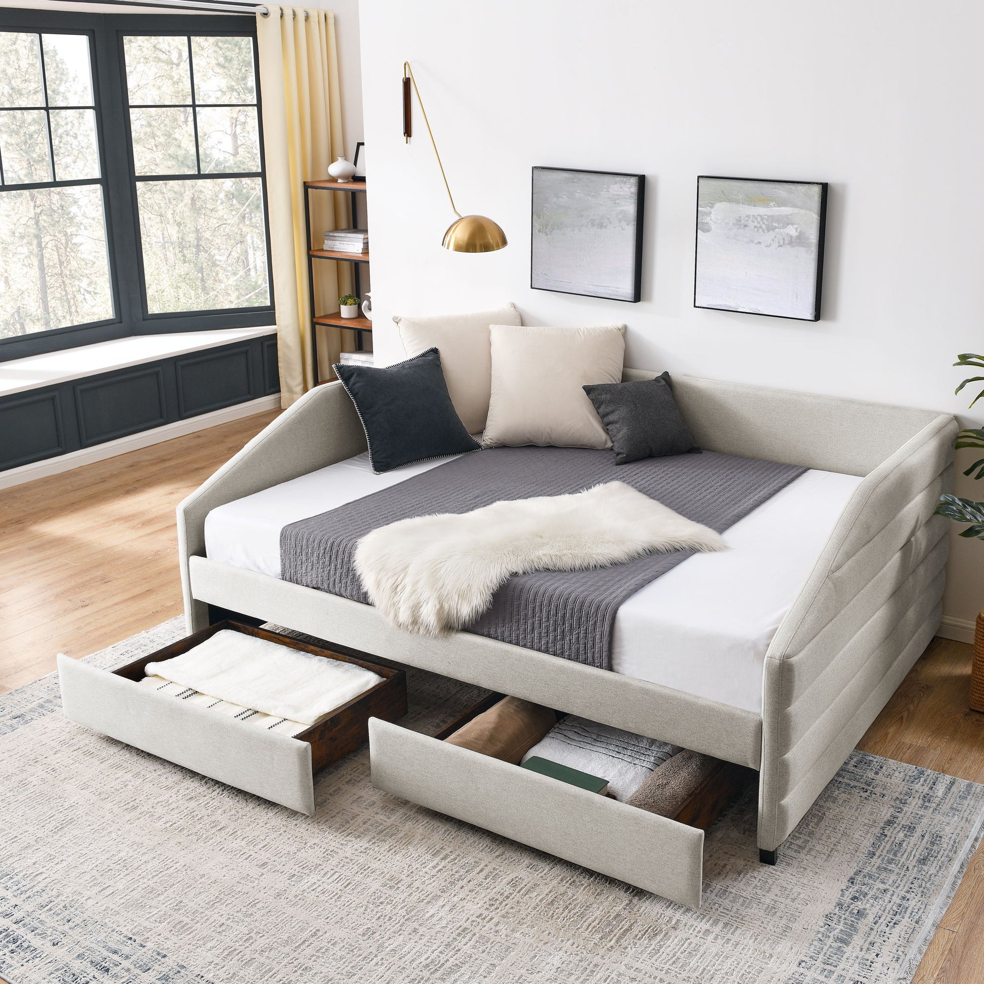 Elegant Daybed With Trundle Upholstered Tufted Sofa Bed - The Sleep Loft - Online Mattress Showroom NYC