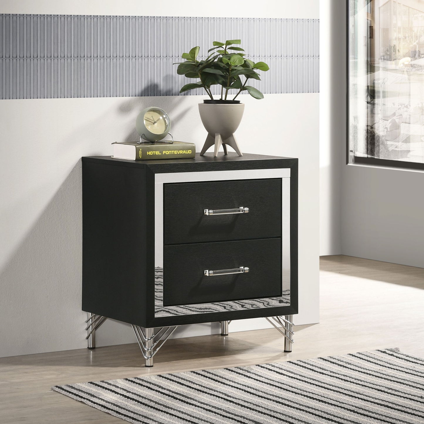 Malcolm - 2 Drawer Nightstand - Black - The Sleep Loft - Online Mattress Showroom NYC