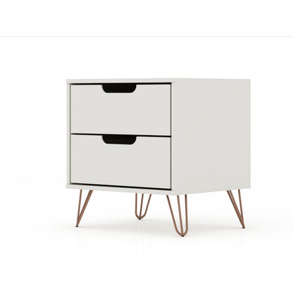 Rockefeller - Nightstand With 2 Drawers - Off White - The Sleep Loft - Online Mattress Showroom NYC