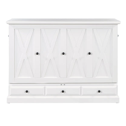 Solid Pine Murphy Bed Chest Cube Cabinet Bed With Charging Station And Large Storage Drawer For Home Office Or Small Room