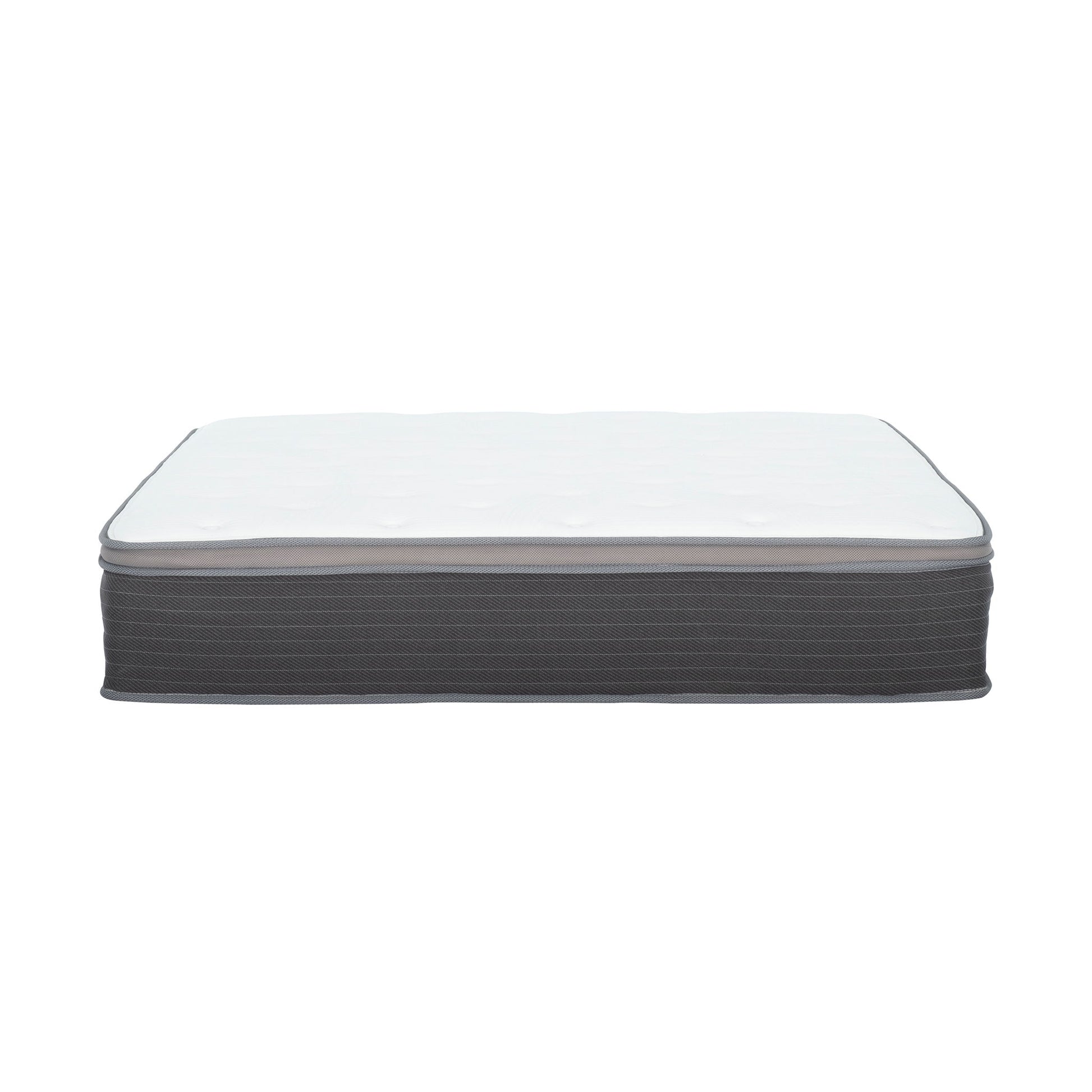 12'' Queen Size Hybrid Mattress In A Box, Plush Gel Memory Foam Mattress Top With Pocket Coil Base - Gray / White - The Sleep Loft - Online Mattress Showroom NYC