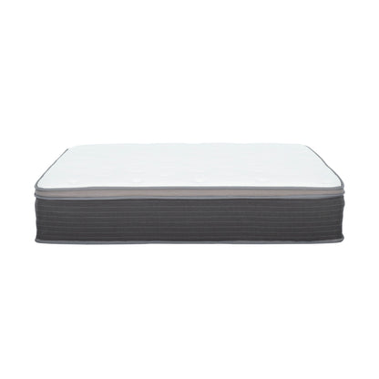 12'' Queen Size Hybrid Mattress In A Box, Plush Gel Memory Foam Mattress Top With Pocket Coil Base - Gray / White - The Sleep Loft - Online Mattress Showroom NYC
