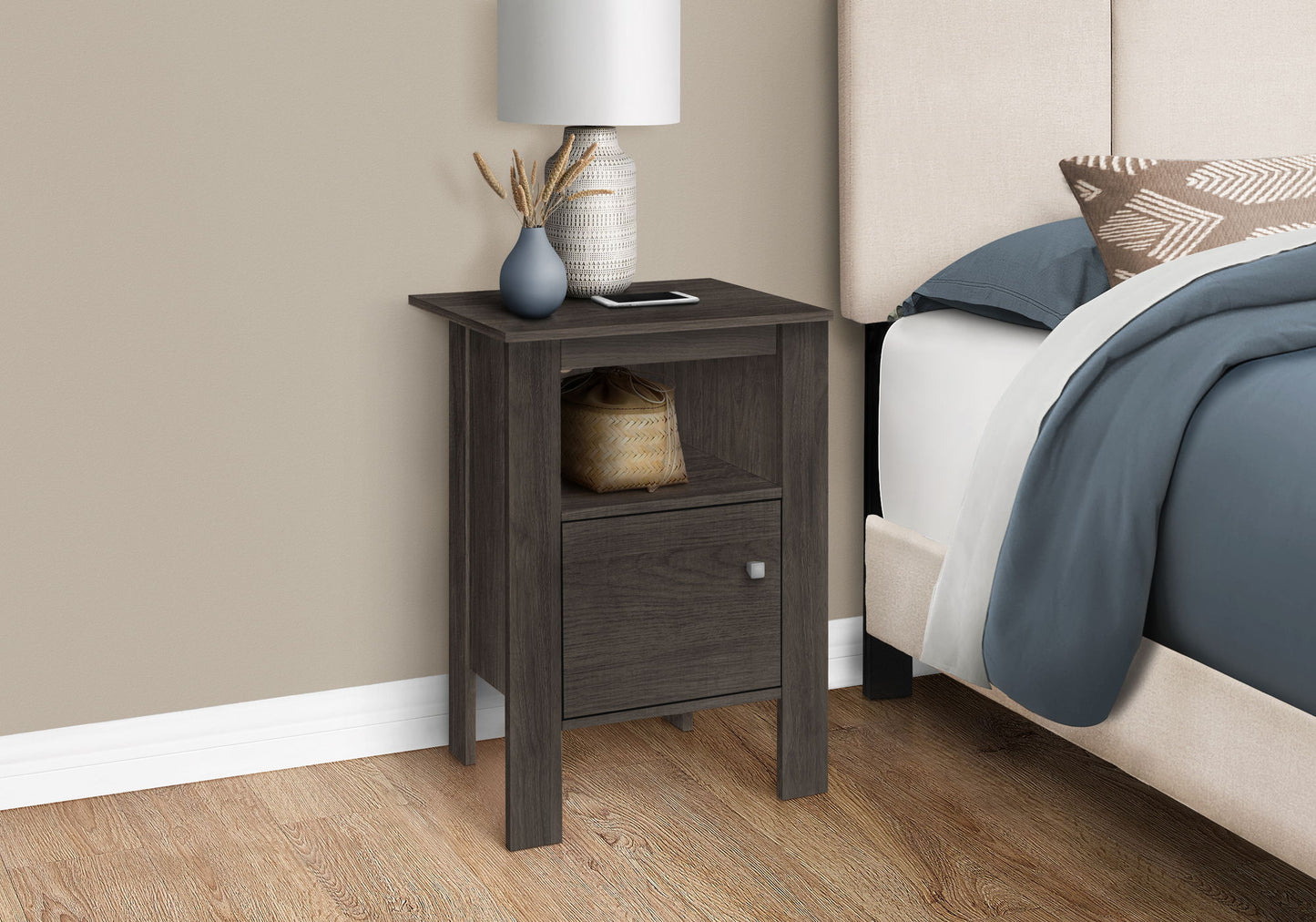 Accent Nightstand Side Table, Storage, Transitional - Oak - The Sleep Loft - Online Mattress Showroom NYC