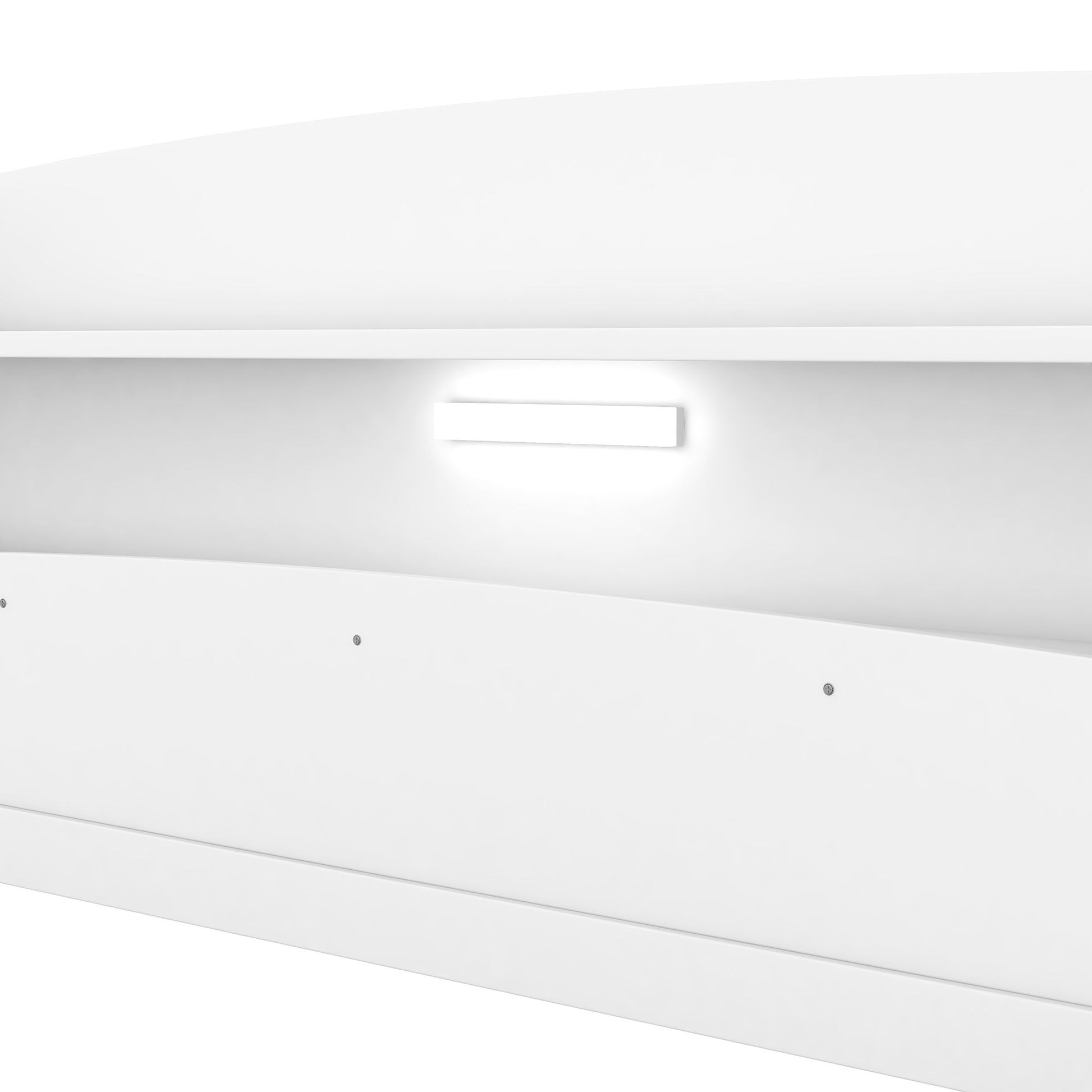 Wood Platform Bed With Built In LED Light, Storage Headboard And Guardrail - The Sleep Loft - Online Mattress Showroom NYC