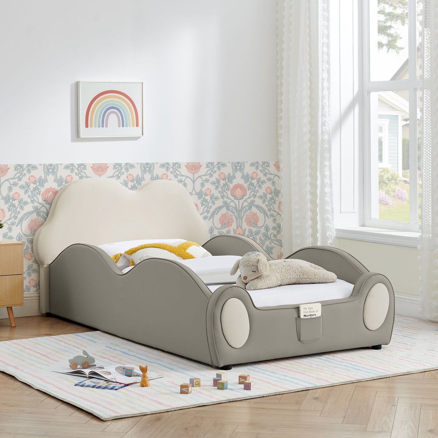 Cute Cloud Shape Bed With Guardrails Cartoon Design, Storage Pocket - The Sleep Loft - Online Mattress Showroom NYC