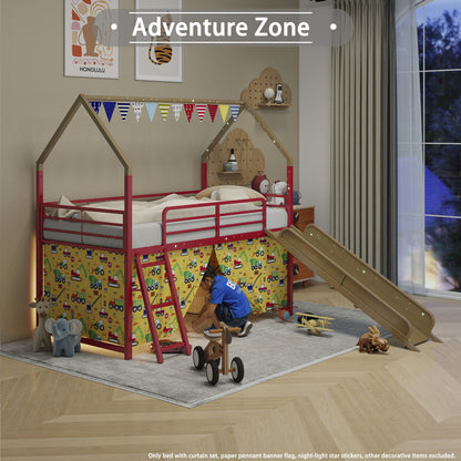 Jack - House Loft Bed With Slide And Curtain Set - The Sleep Loft - Online Mattress Showroom NYC