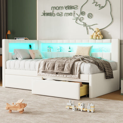 Upholstered Platform Bed With USB Ports And LED Belt - The Sleep Loft - Online Mattress Showroom NYC