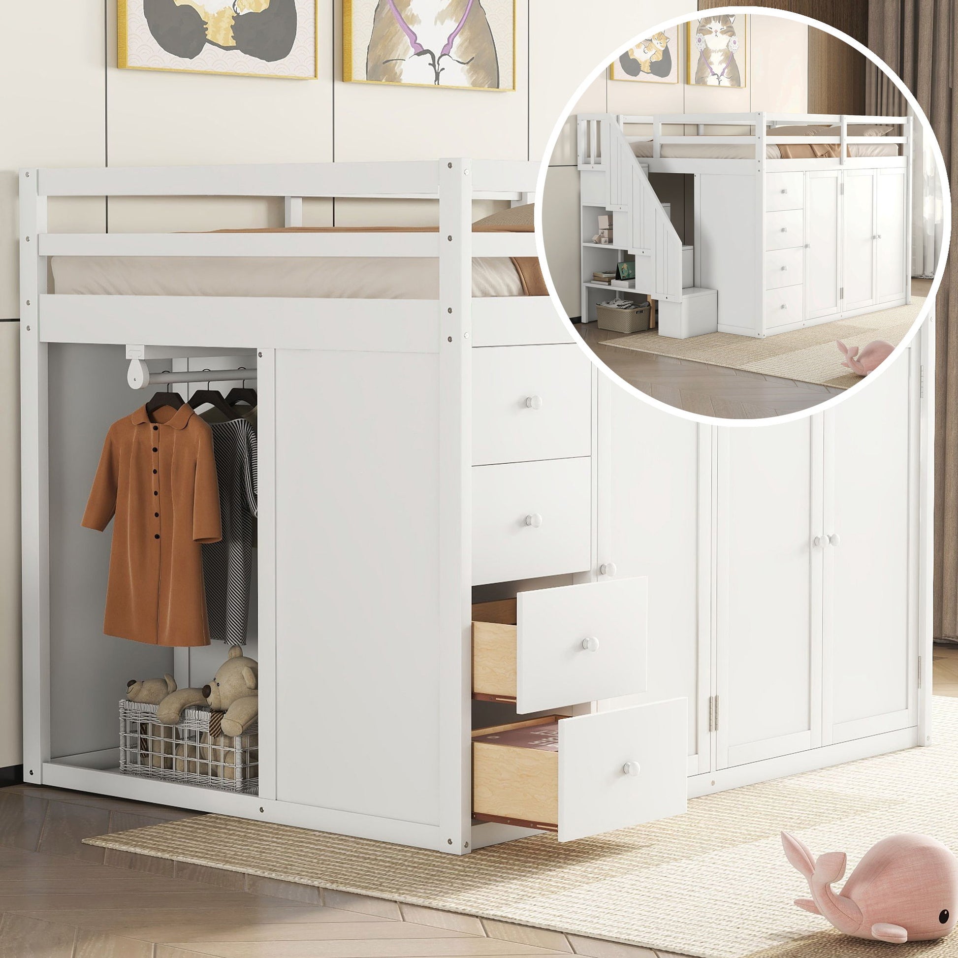 Loft Bed With Built In Wardrobes, Cabinets And Drawers - The Sleep Loft - Online Mattress Showroom NYC