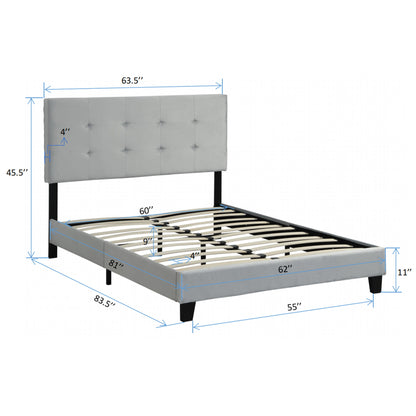 Queen Size Upholstered Platform Bed Frame With Pull Point Tufted Headboard, Strong Slat Support, Mattress Foundation, No Box Spring Needed - Gray - The Sleep Loft - Online Mattress Showroom NYC
