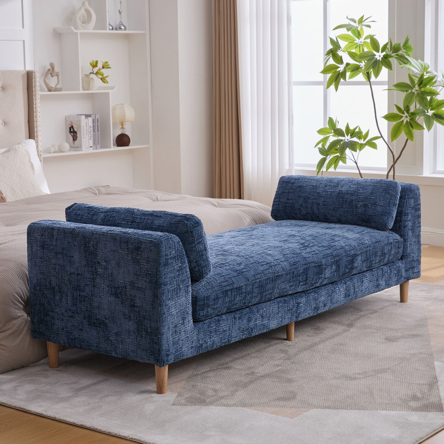 Modern Upholstered End Of Bed Bench With Armrests - The Sleep Loft - Online Mattress Showroom NYC