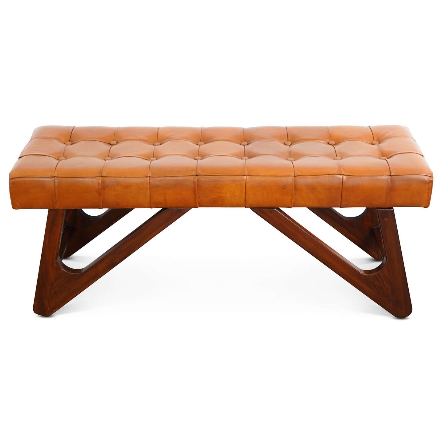 Mia - Bench With Buttons - Brown / Rustic - The Sleep Loft - Online Mattress Showroom NYC