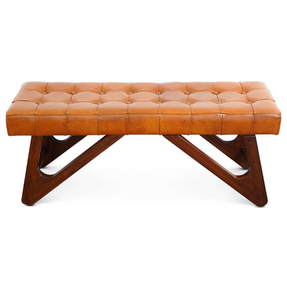 Mia - Bench With Buttons - Brown / Rustic - The Sleep Loft - Online Mattress Showroom NYC