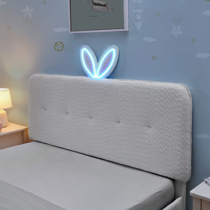Upholstered Bed With Oversized Rabbit Ear Headboard, LED Lights & 4 Storage Drawers - The Sleep Loft - Online Mattress Showroom NYC