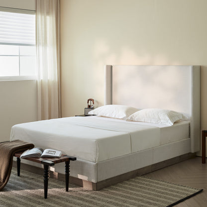 Hosford - Minimalist Canvas Upholstered Wingback Bed - The Sleep Loft - Online Mattress Showroom NYC