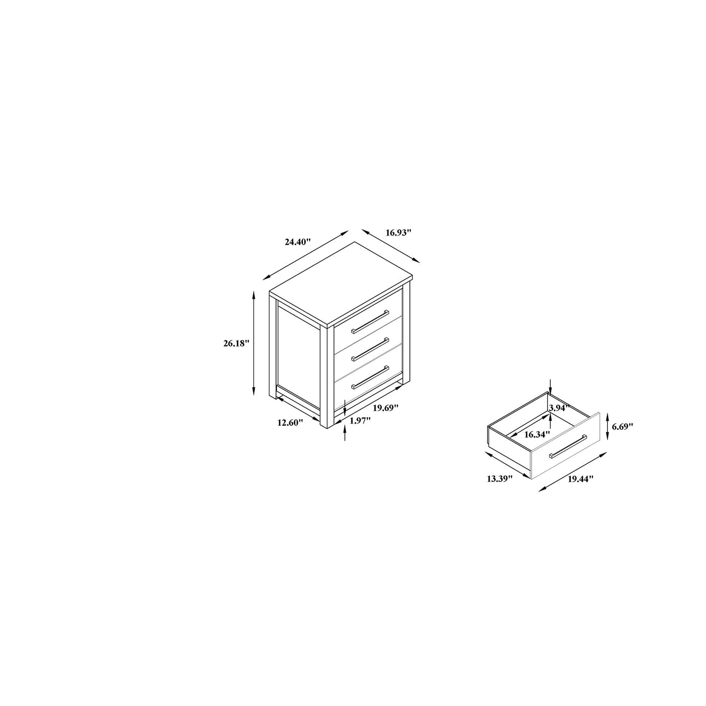 Avery - Nightstand With Top Spacious Drawers, Block Feet - Beige - The Sleep Loft - Online Mattress Showroom NYC