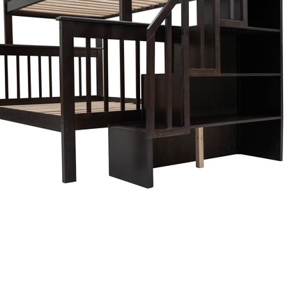 Stairway Bunk Bed With Storage And Guard Rail For Bedroom - The Sleep Loft - Online Mattress Showroom NYC