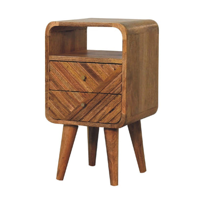 Lille - Mini Curved Nightstand - Oak - The Sleep Loft - Online Mattress Showroom NYC