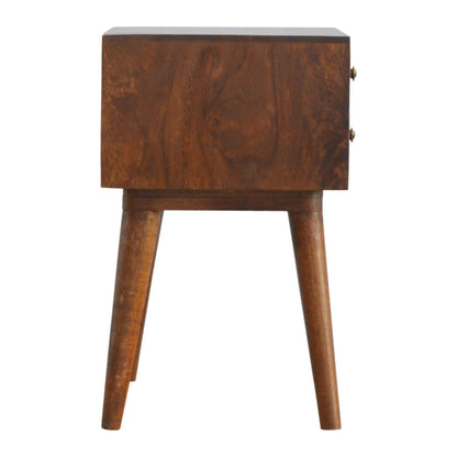 Inlay Geo Brass Bedside Table - Chestnut - The Sleep Loft - Online Mattress Showroom NYC