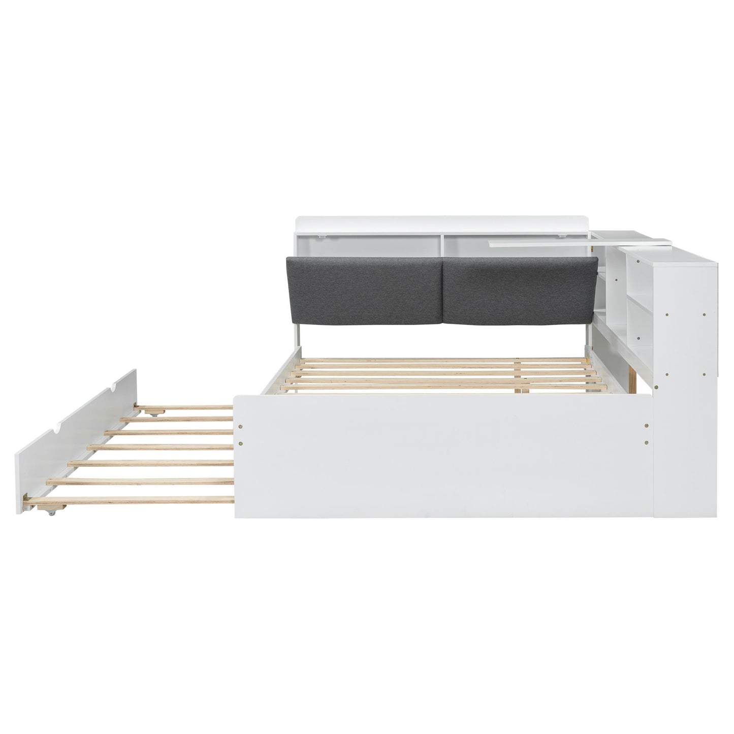Platform Bed With Trundle, Shelves, And Storage Headboard - The Sleep Loft - Online Mattress Showroom NYC