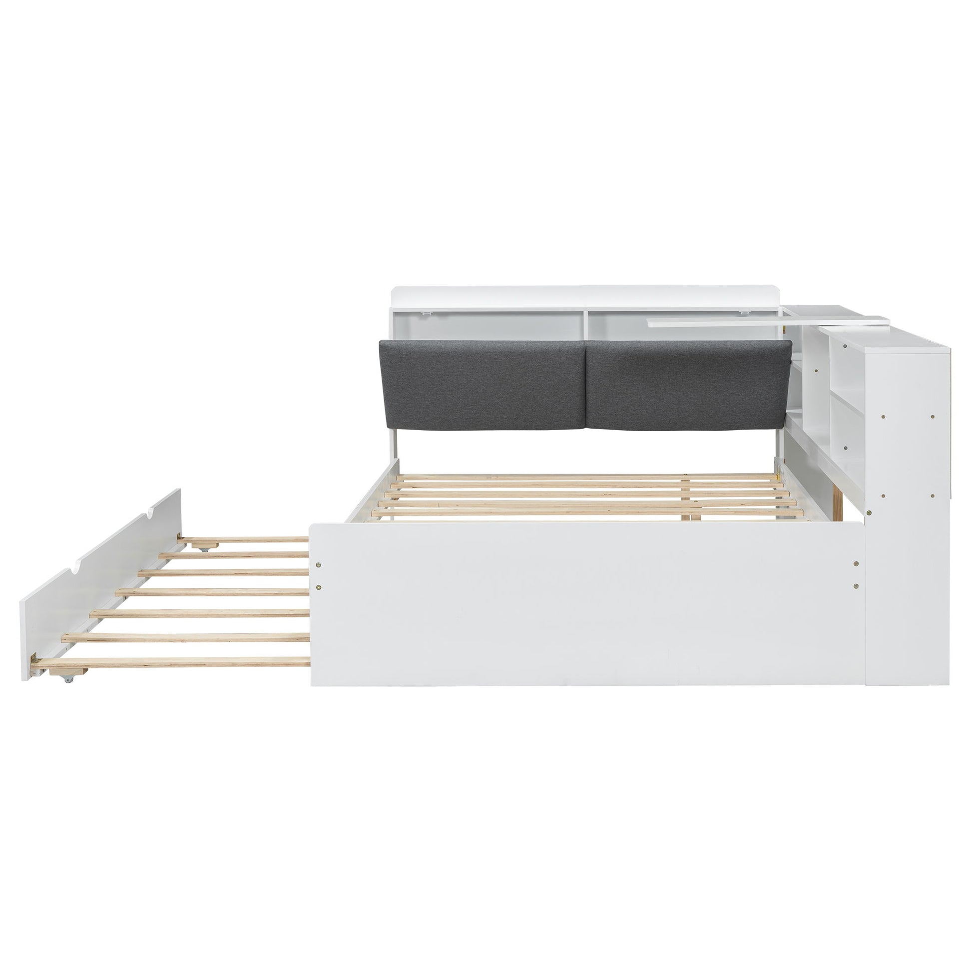 Platform Bed With Trundle, Shelves, And Storage Headboard - The Sleep Loft - Online Mattress Showroom NYC