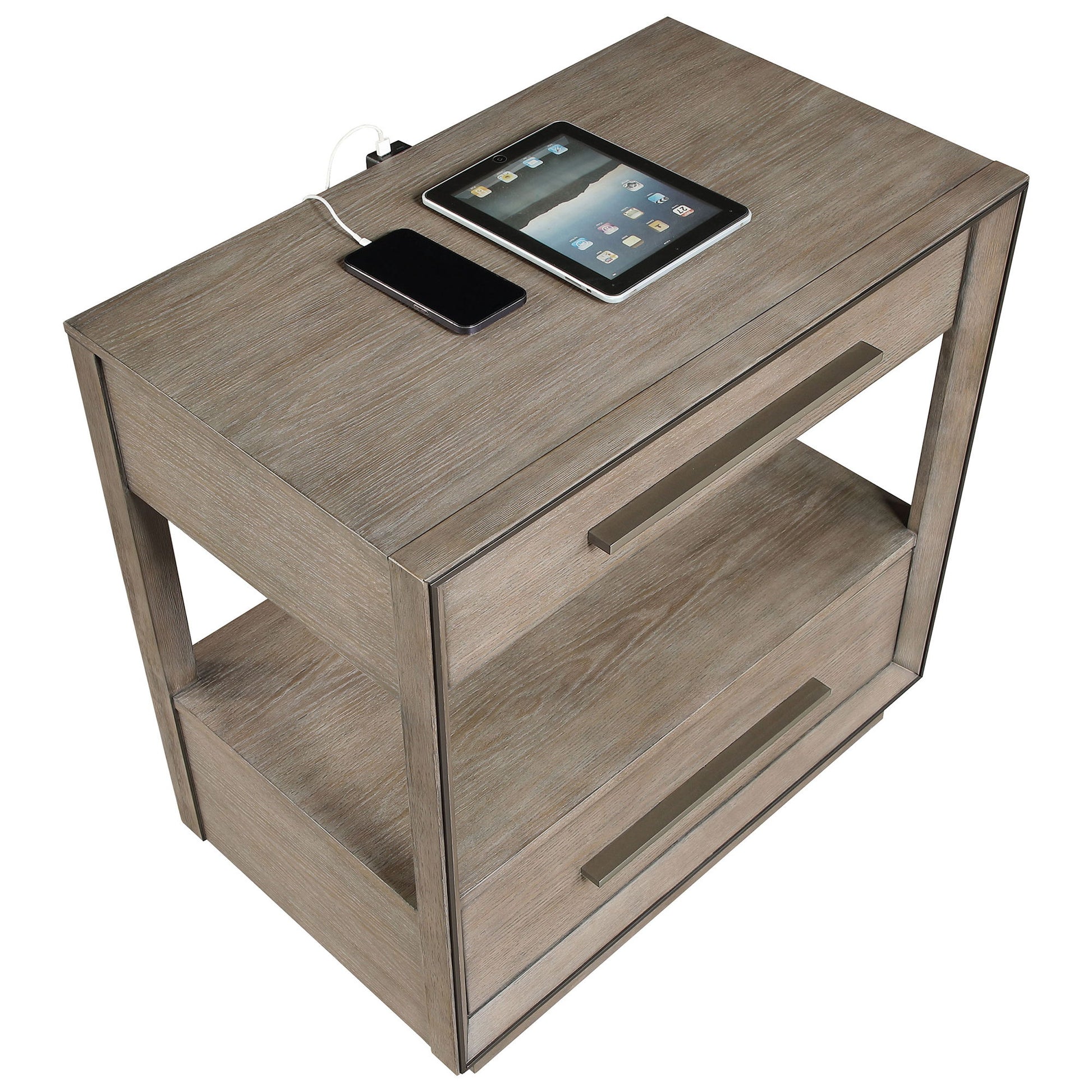 Prescott - 2 Drawers Nightstand With Open Shelf - Taupe - The Sleep Loft - Online Mattress Showroom NYC