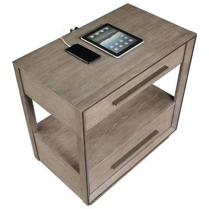 Prescott - 2 Drawers Nightstand With Open Shelf - Taupe - The Sleep Loft - Online Mattress Showroom NYC