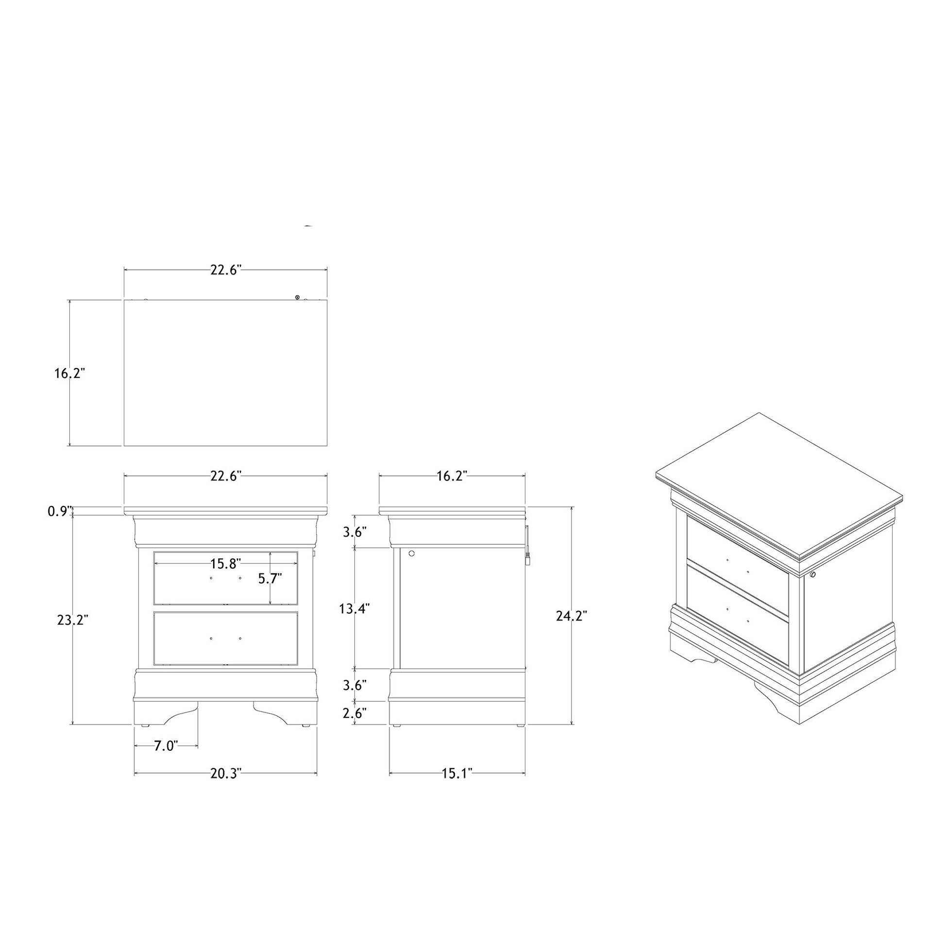 Charlston - Nightstand With LED - The Sleep Loft - Online Mattress Showroom NYC