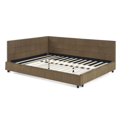 Mid-Century Storage Upholstered Tufted Bed Frame With Backrest And Armrests - The Sleep Loft - Online Mattress Showroom NYC