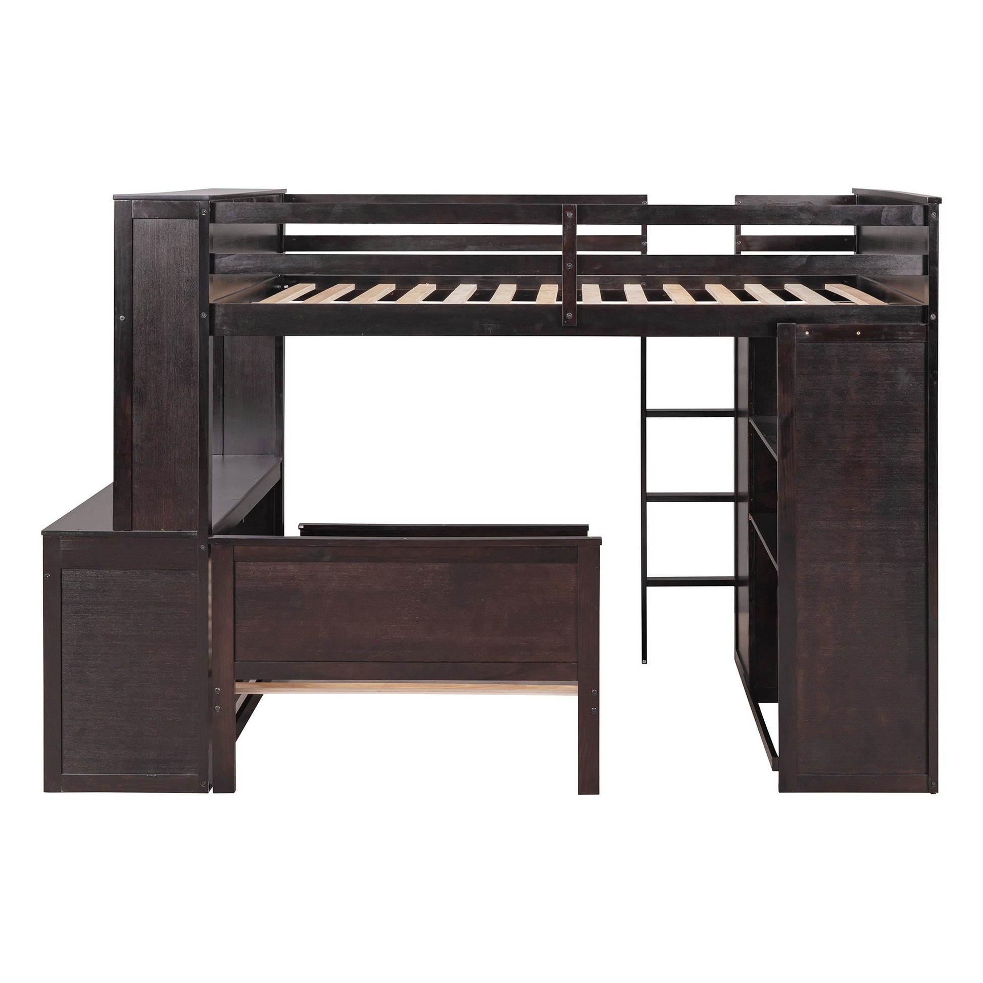 Loft Bed With A Twin Size Standalone Bed, Shelves, Desk, And Wardrobe - The Sleep Loft - Online Mattress Showroom NYC