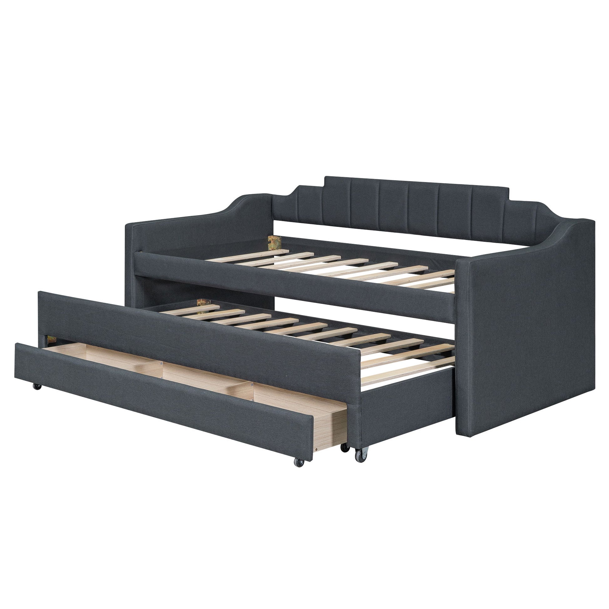 Upholstered Simple Design Daybed With Trundle And 3 Drawers - The Sleep Loft - Online Mattress Showroom NYC