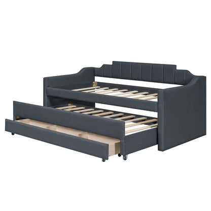 Upholstered Simple Design Daybed With Trundle And 3 Drawers - The Sleep Loft - Online Mattress Showroom NYC