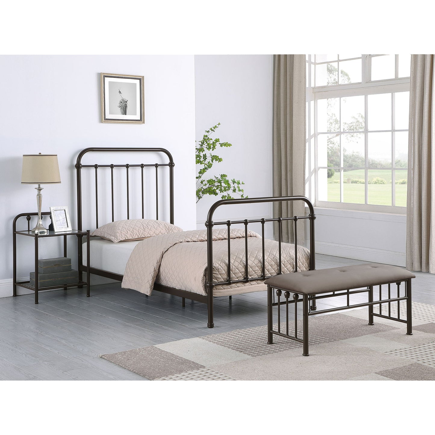 Twin Panel Bed With Ornate Design - Bronze - The Sleep Loft - Online Mattress Showroom NYC