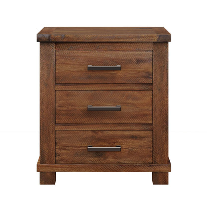 Rustic Farmhouse Nightstand (Set of 2) With 3 Drawers - Natural - The Sleep Loft - Online Mattress Showroom NYC