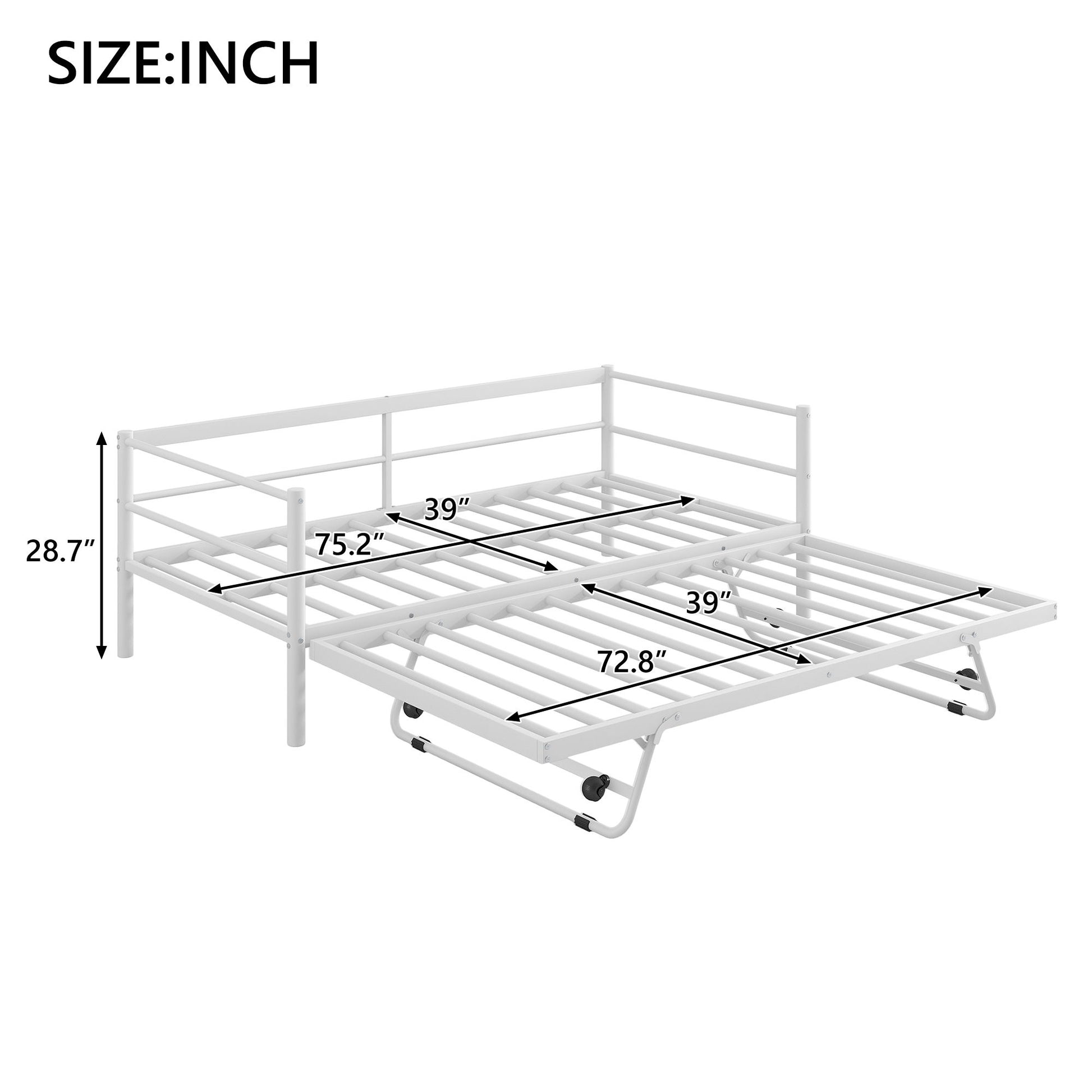 Industrial Metal Daybed With Adjustable Pop Up Trundle And LED Strip - The Sleep Loft - Online Mattress Showroom NYC