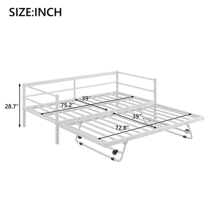 Industrial Metal Daybed With Adjustable Pop Up Trundle And LED Strip - The Sleep Loft - Online Mattress Showroom NYC