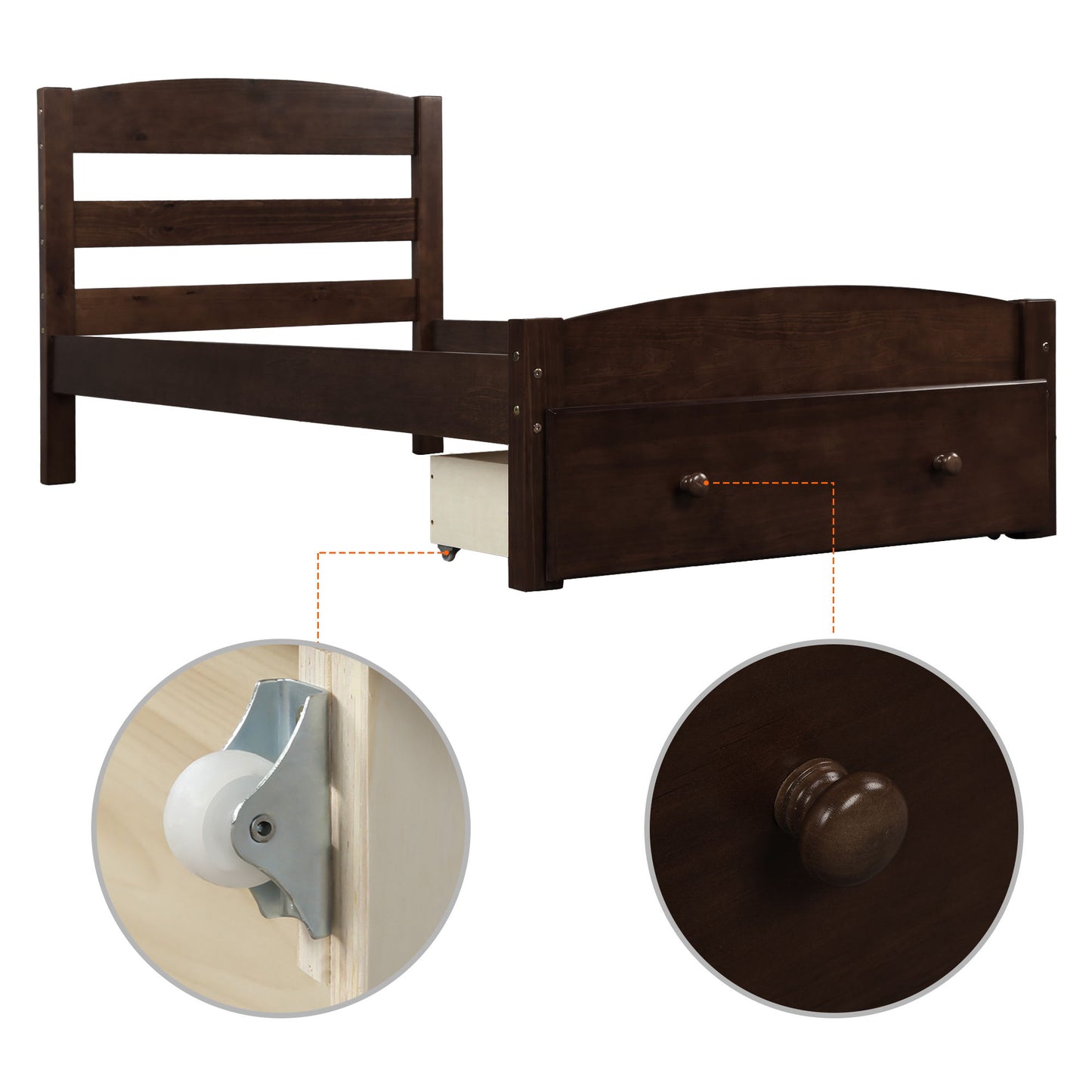 Platform Bed Frame With Storage Drawer And Wood Slat Support No Box Spring Needed - The Sleep Loft - Online Mattress Showroom NYC