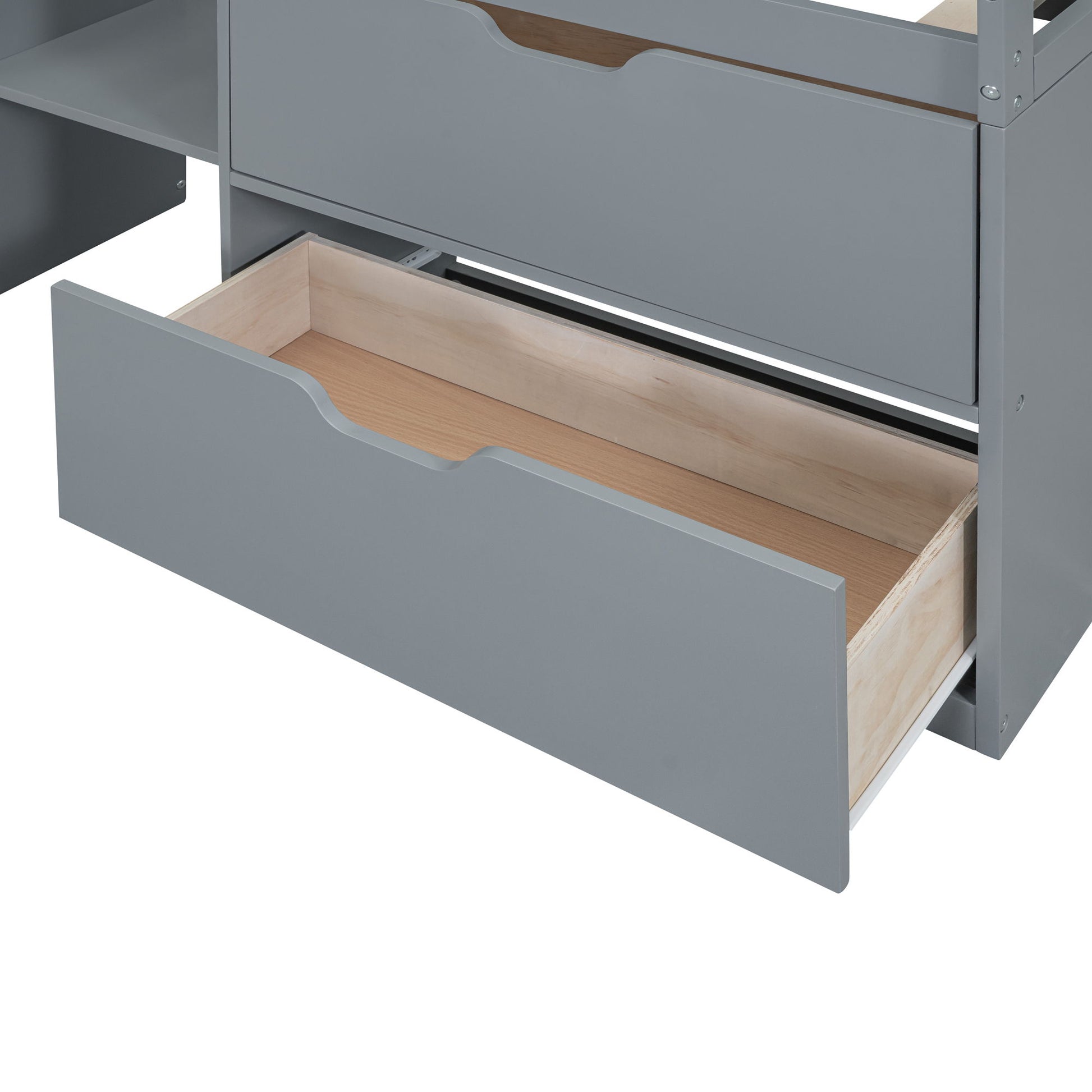 Low Loft Bed With Rolling Desk, Shelf And Drawers - The Sleep Loft - Online Mattress Showroom NYC