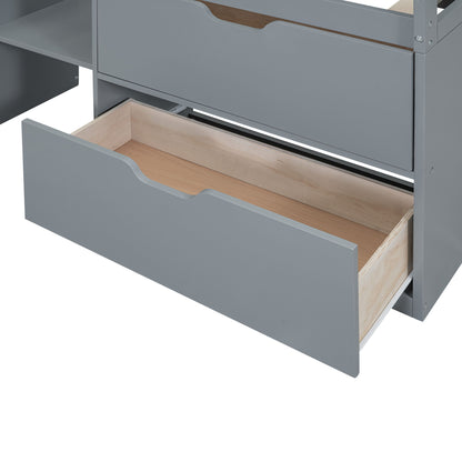 Low Loft Bed With Rolling Desk, Shelf And Drawers - The Sleep Loft - Online Mattress Showroom NYC