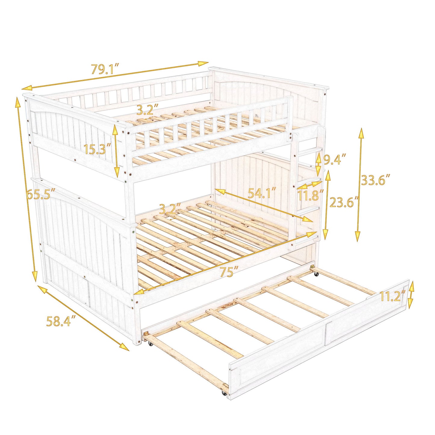 Bunk Bed With Twin Size Trundle, Guardrails - The Sleep Loft - Online Mattress Showroom NYC